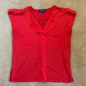 Jones New York red pocket loose-fitting blouse